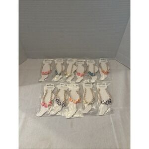 Lot of 11 Hawaiian PlumeriaFlower Hemp Adjustable Anklets Assorted Colors